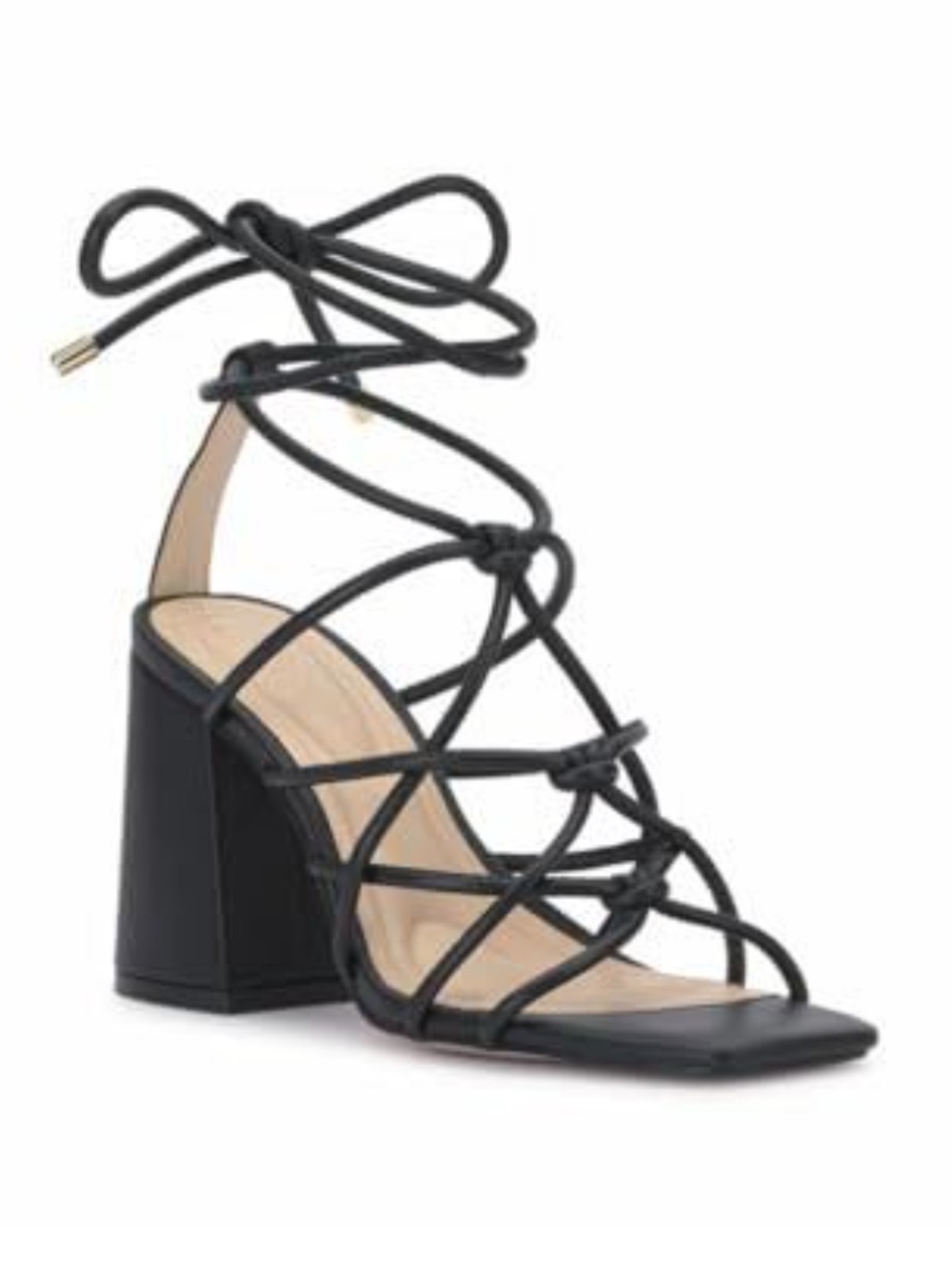 Jessica Simpson 9.5 Ozias Black Lace Up Strappy Block Heel Sandal